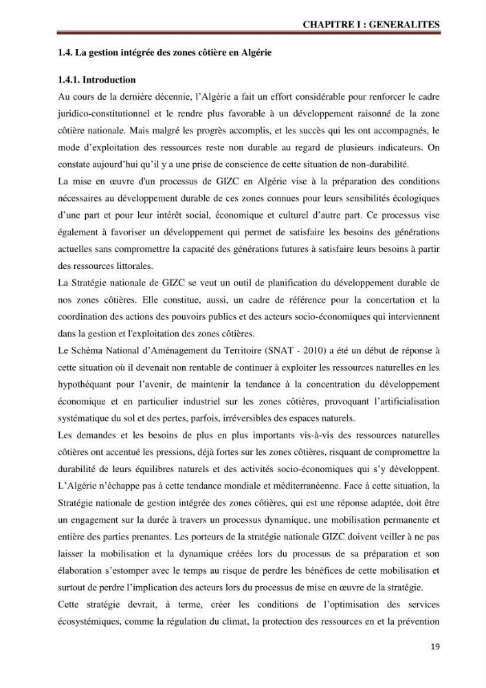 Contribution à l\'élaboration d\'une base de données dans le cadre de la gestion intègrée du littoral Algérien