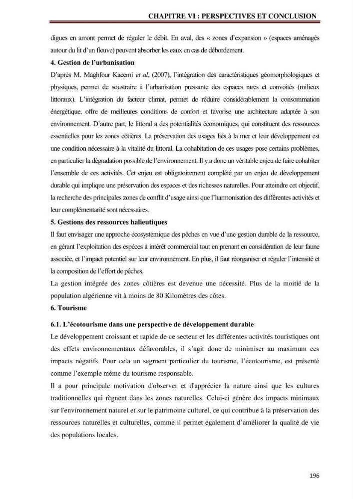 Contribution à l\'élaboration d\'une base de données dans le cadre de la gestion intègrée du littoral Algérien