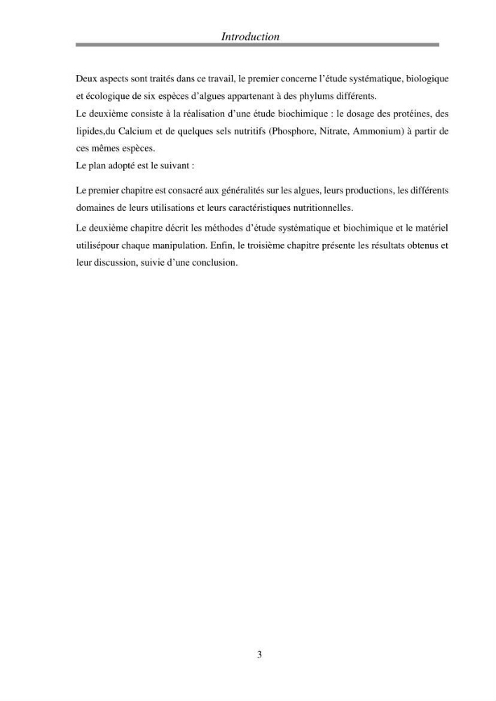 Etude de quelques algues marines de la région de Tipaza: systématique et valorisation
