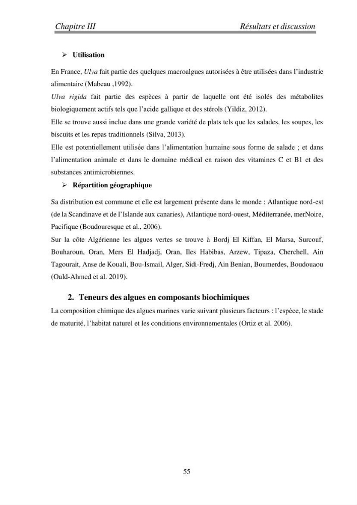 Etude de quelques algues marines de la région de Tipaza: systématique et valorisation