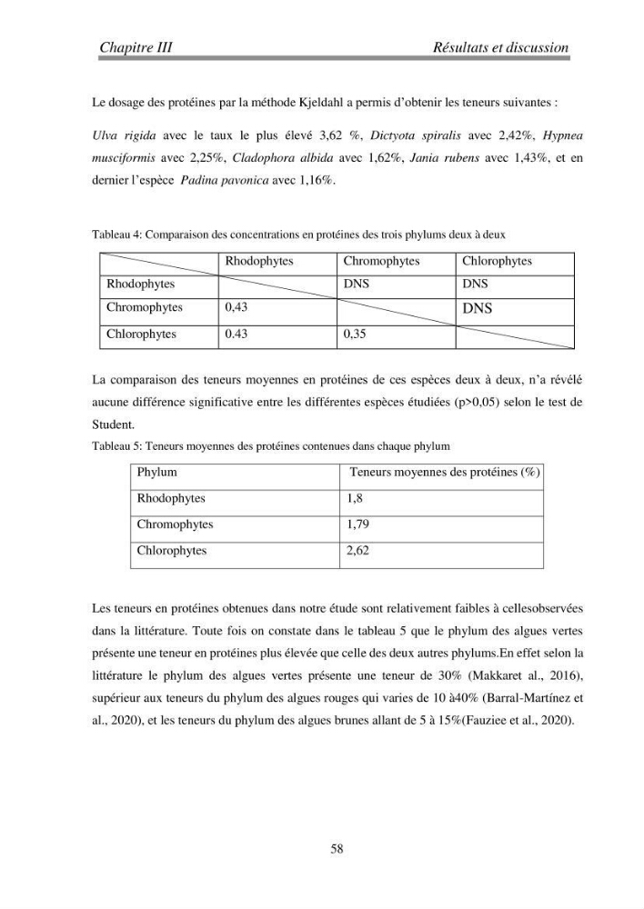 Etude de quelques algues marines de la région de Tipaza: systématique et valorisation