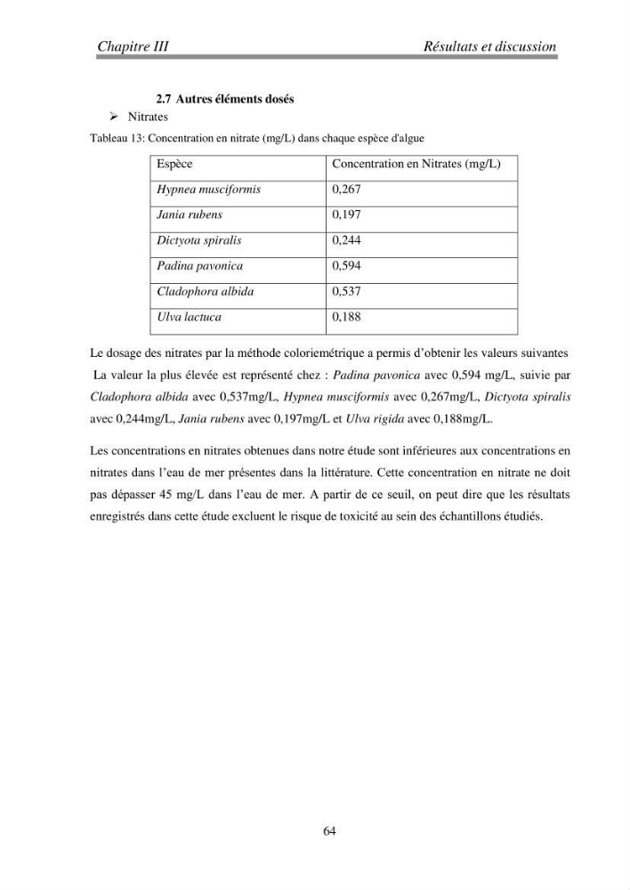 Etude de quelques algues marines de la région de Tipaza: systématique et valorisation