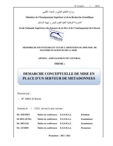 Démarche conceptuelle de mise en place d'un serveur de metadonnées Démarche conceptuelle de mise en place d'un serveur de metadonnées