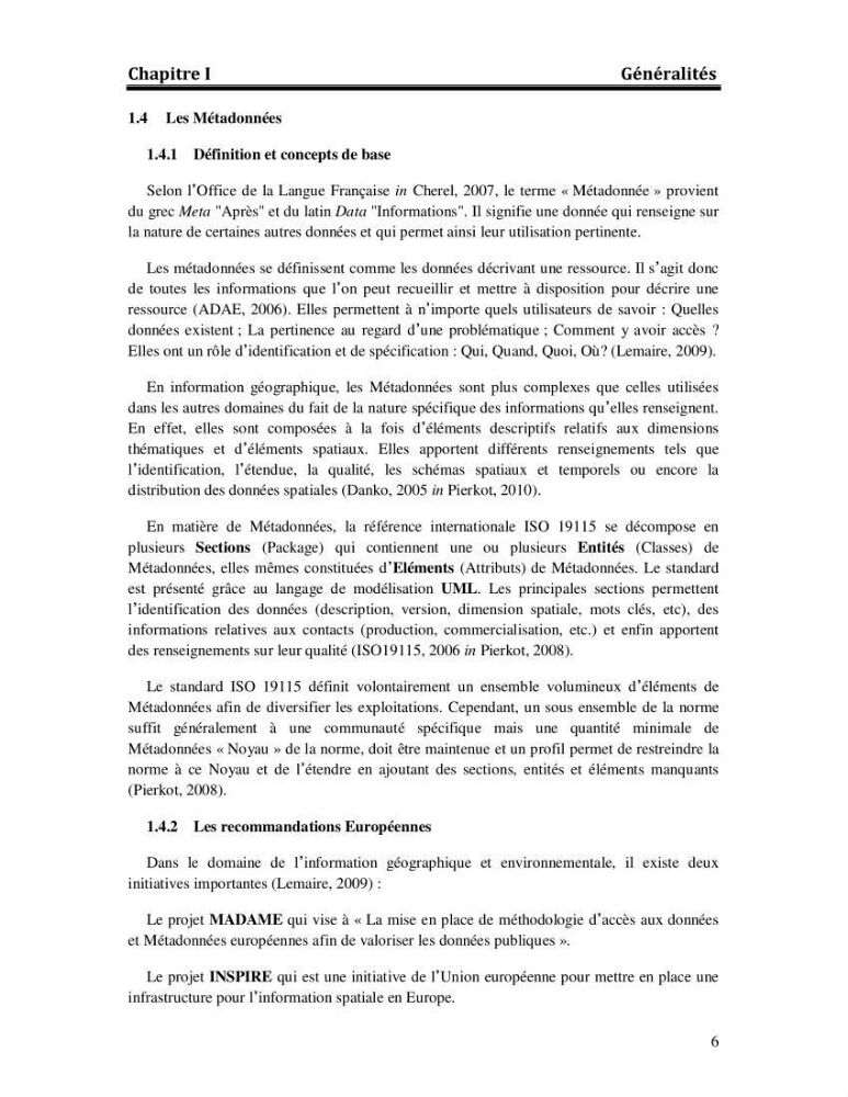 Démarche conceptuelle de mise en place d\'un serveur de metadonnées