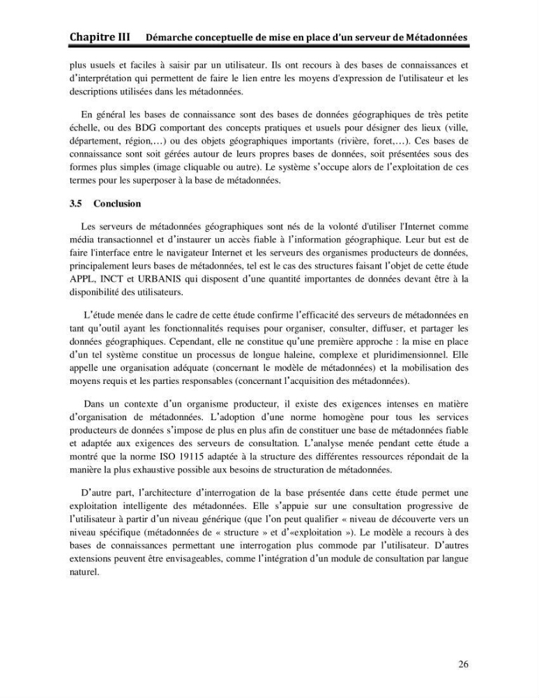 Démarche conceptuelle de mise en place d\'un serveur de metadonnées