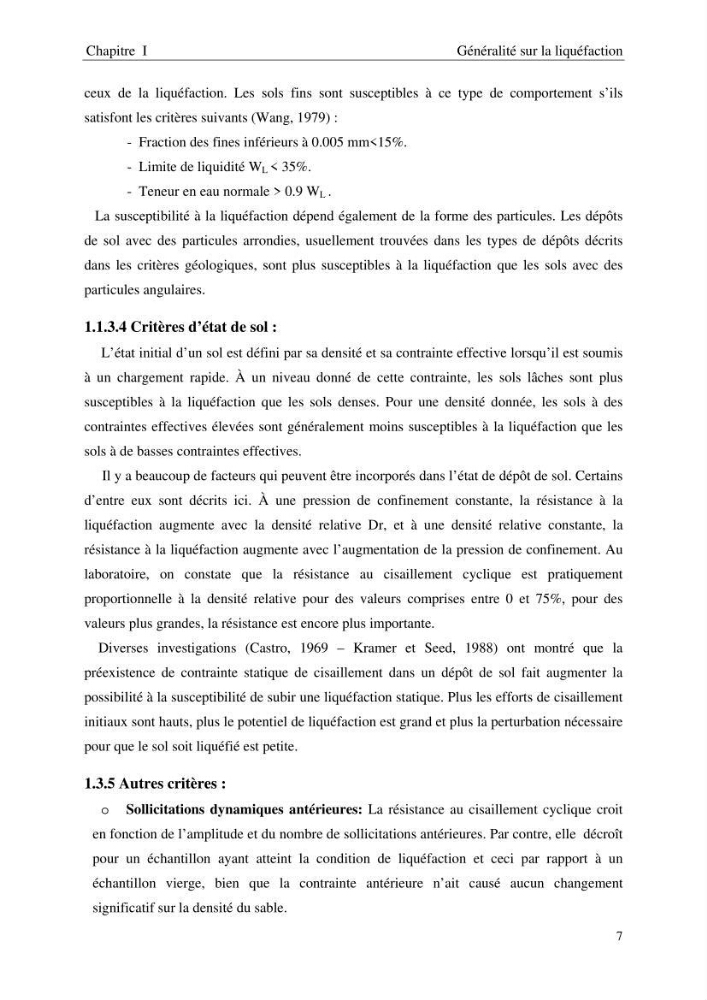 Etude de sol, problème de liquéfaction - Zéralda -