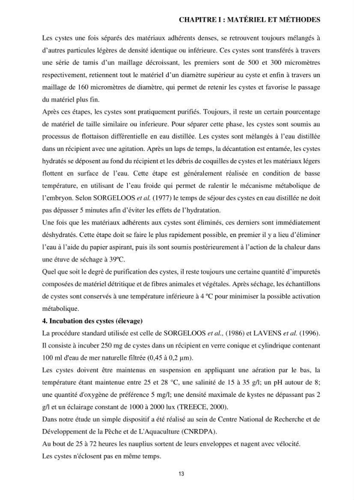 Mis en place des outils technologiques necessaires au developpement d\'un elevage d\'Artémia Salina du saline de Bethioua