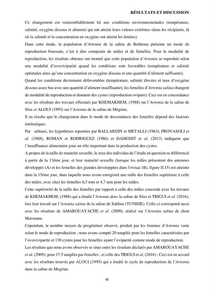 Mis en place des outils technologiques necessaires au developpement d\'un elevage d\'Artémia Salina du saline de Bethioua