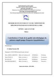 Contribution à l'étude de la qualité microbiologique du poisson congelé panga (Pangasius hypophthalmus):