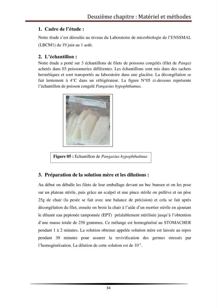 Contribution à l\'étude de la qualité microbiologique du poisson congelé panga (Pangasius hypophthalmus):