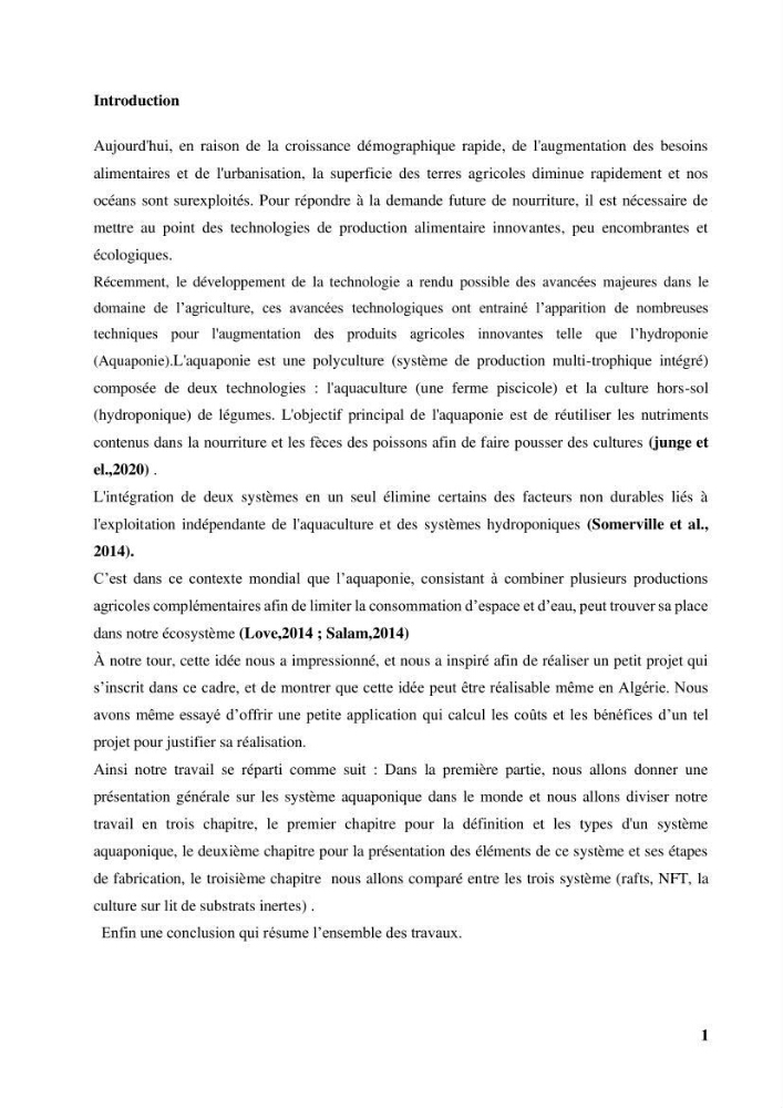 Etude Comparatives Des Systémes de porductions aquaponiques
