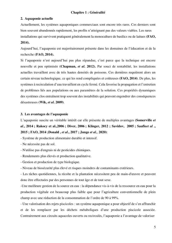 Etude Comparatives Des Systémes de porductions aquaponiques