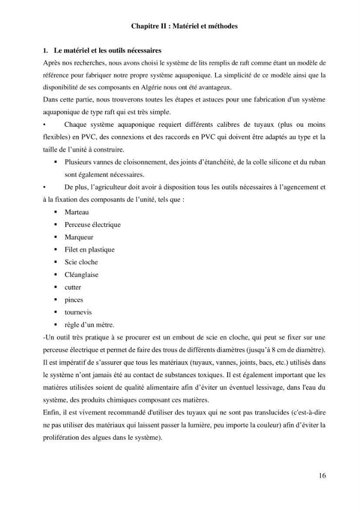 Etude Comparatives Des Systémes de porductions aquaponiques