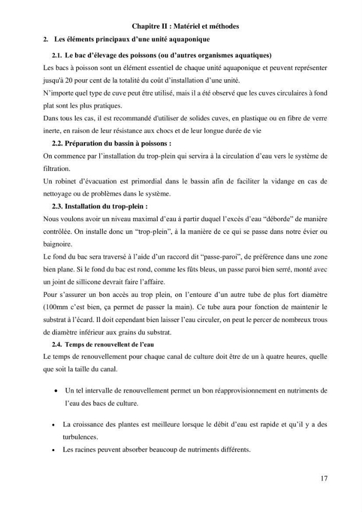 Etude Comparatives Des Systémes de porductions aquaponiques