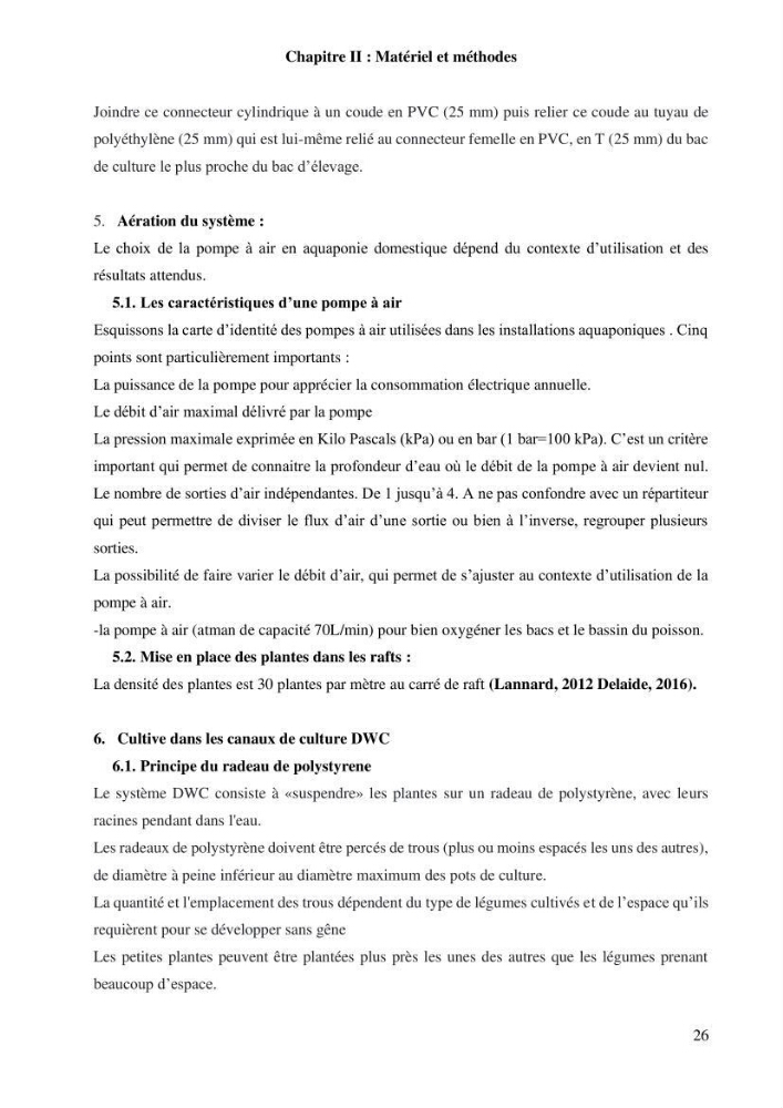 Etude Comparatives Des Systémes de porductions aquaponiques