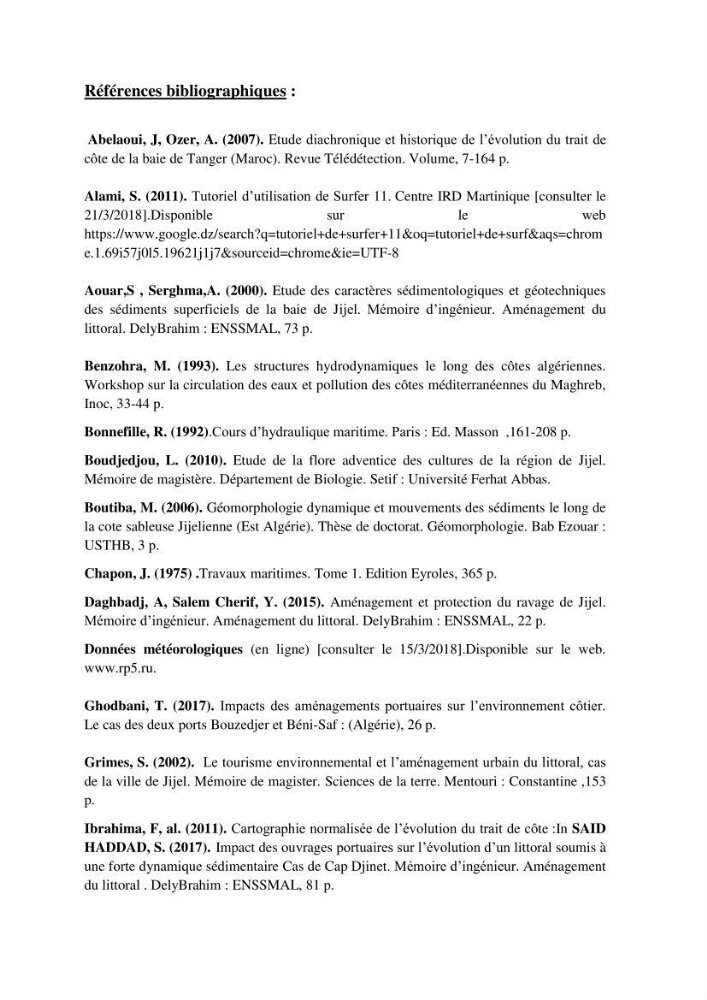 Réaménagement de la plage de Jijel et son influence sur la résolution du problème d’ensablement du port de pêche de Boudis