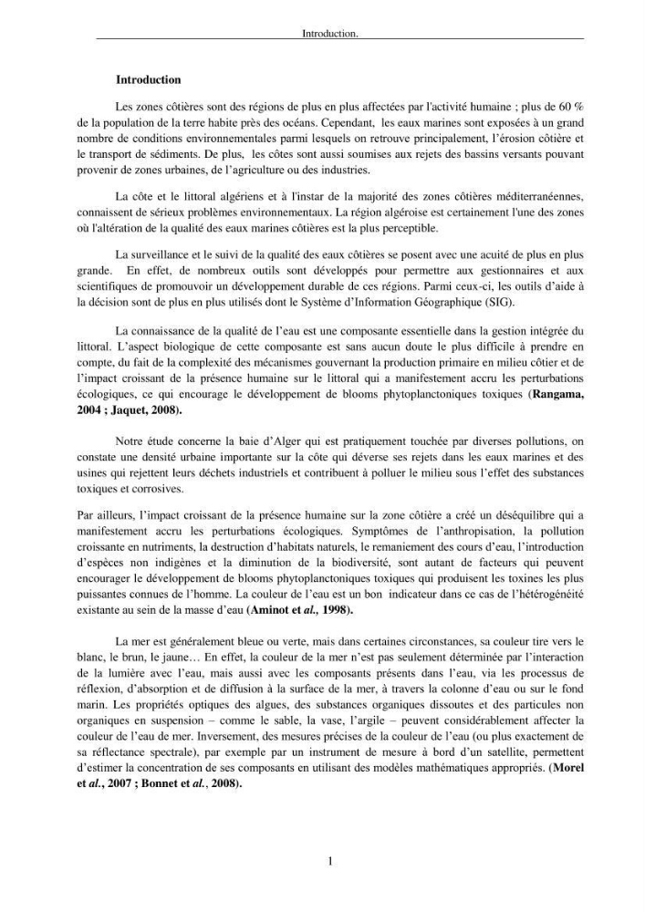 Apport du système d\'information géographique (SIG) pour la modélisation de la couleur des eaux marines