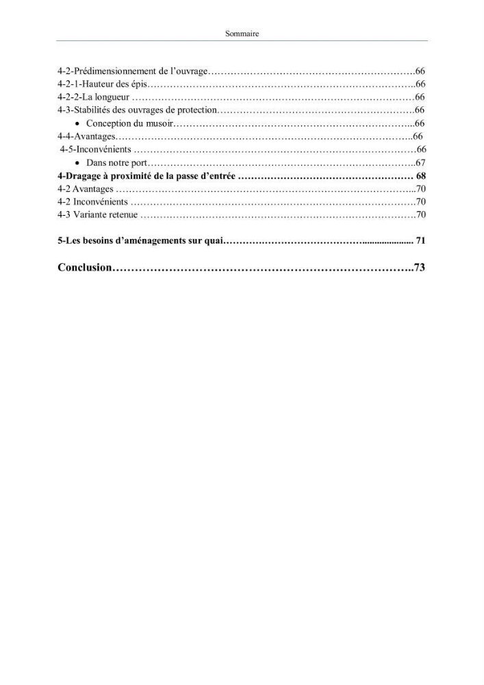 Aménagement du port d\'el djamila, avantages et inconvenients et comportements des structures