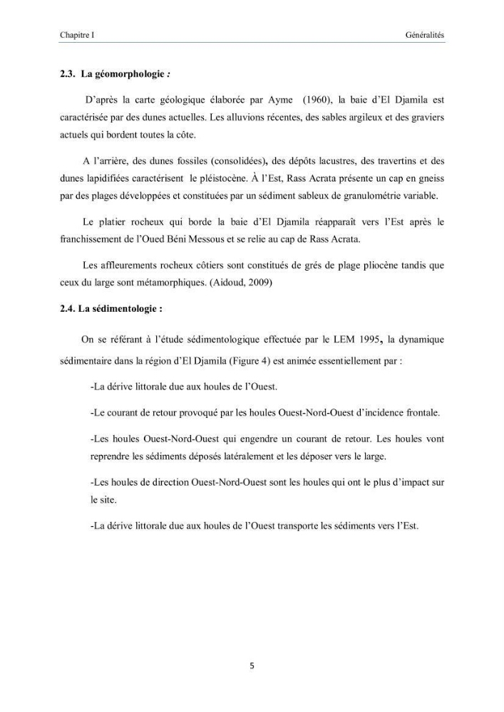 Aménagement du port d\'el djamila, avantages et inconvenients et comportements des structures