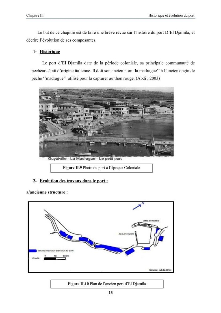 Aménagement du port d\'el djamila, avantages et inconvenients et comportements des structures