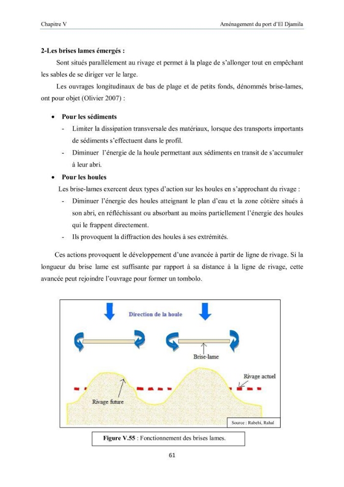 Aménagement du port d\'el djamila, avantages et inconvenients et comportements des structures