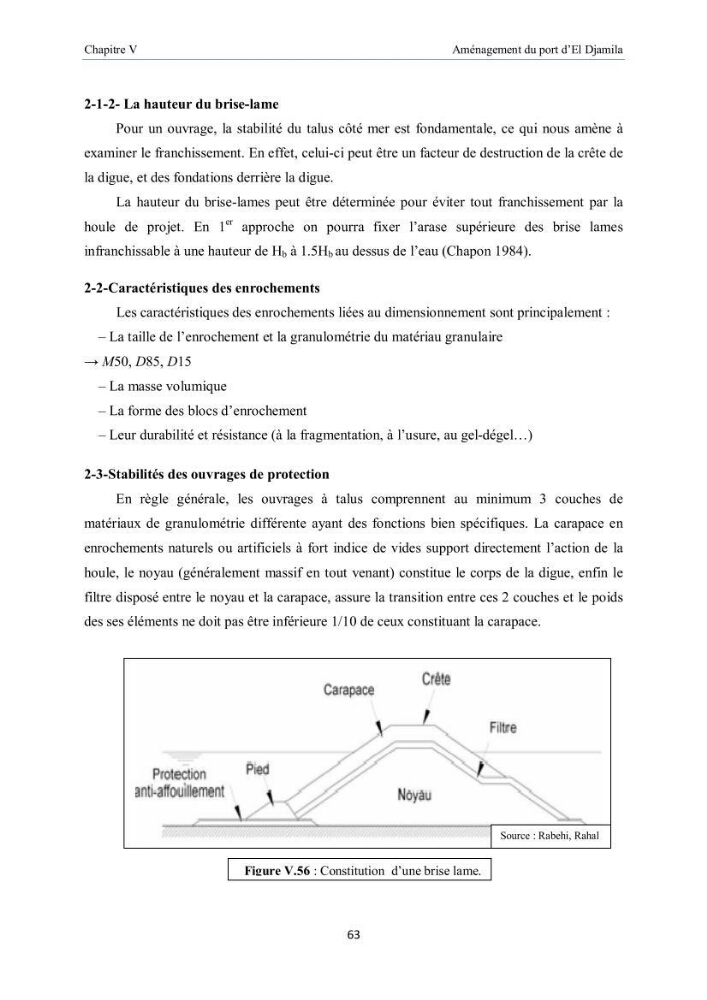 Aménagement du port d\'el djamila, avantages et inconvenients et comportements des structures