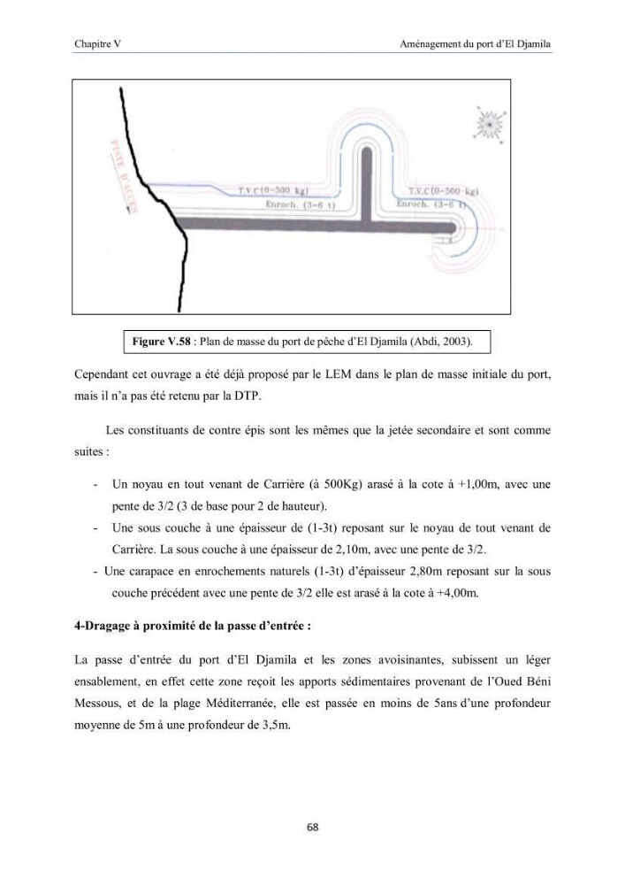 Aménagement du port d\'el djamila, avantages et inconvenients et comportements des structures