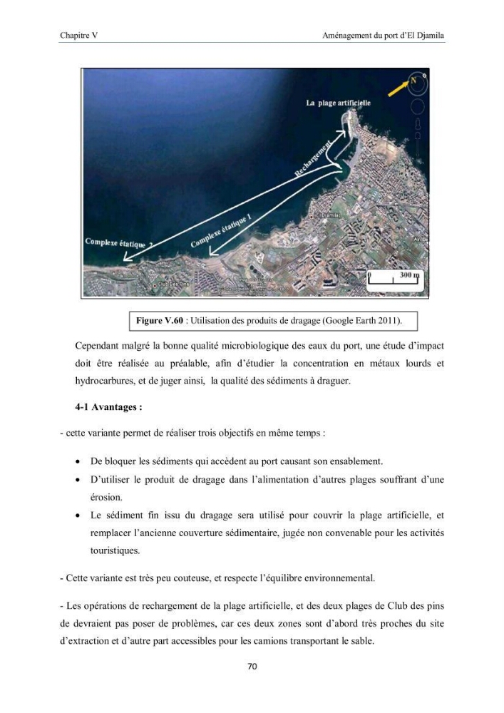 Aménagement du port d\'el djamila, avantages et inconvenients et comportements des structures