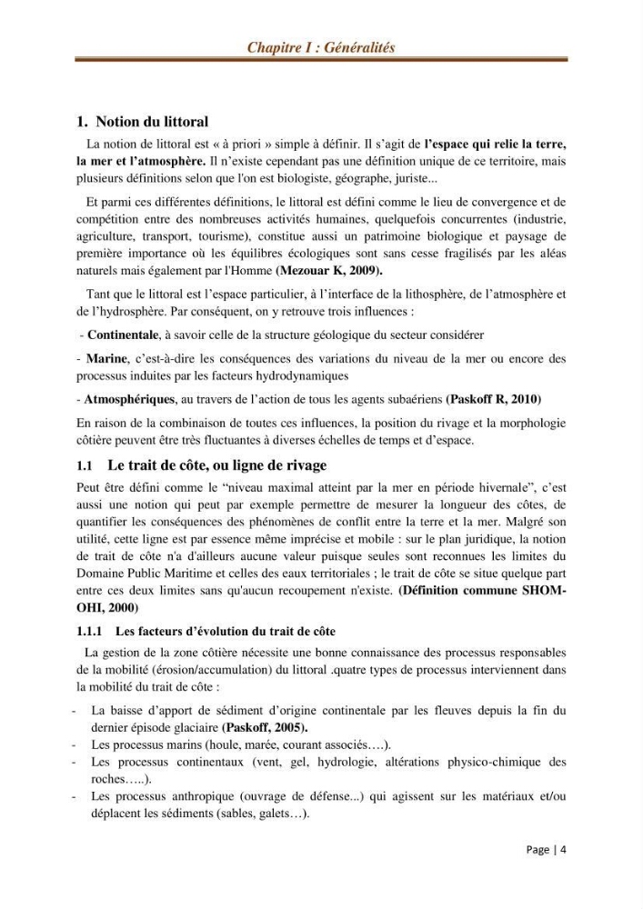 Modélisation Numérique de la morphodynamique sédimentaire et de la cinématique du trait de côte Chenoua plage, willaya de Tipaza.