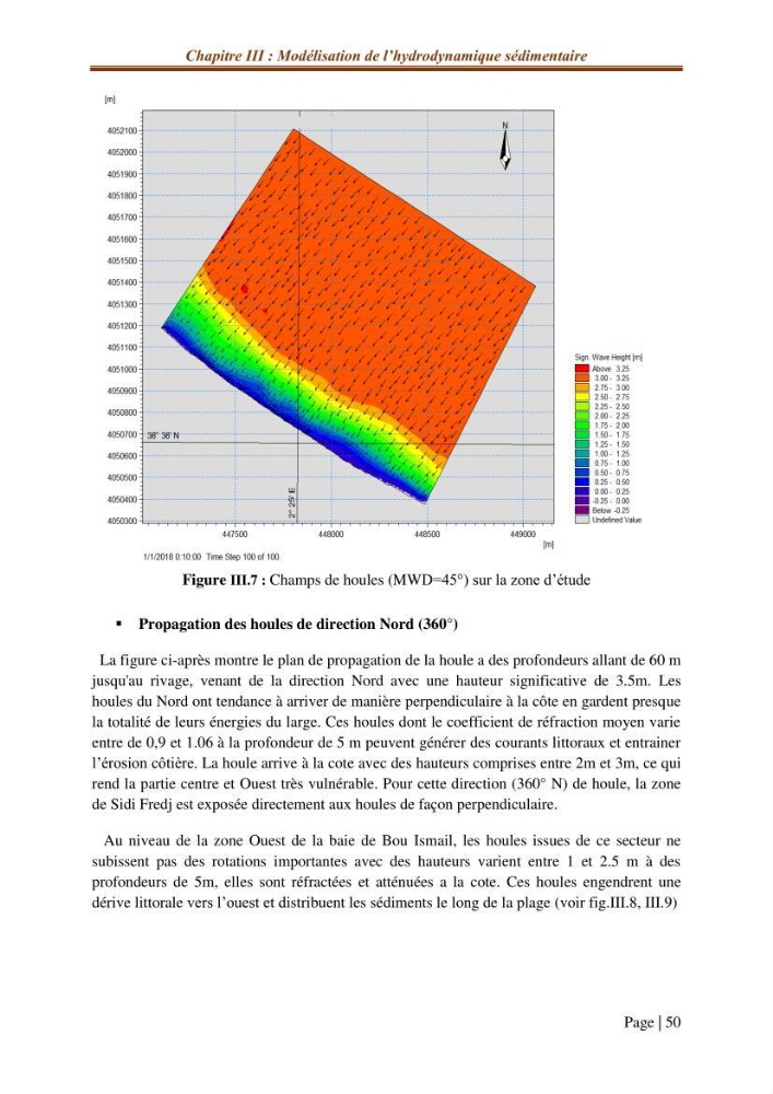Modélisation Numérique de la morphodynamique sédimentaire et de la cinématique du trait de côte Chenoua plage, willaya de Tipaza.