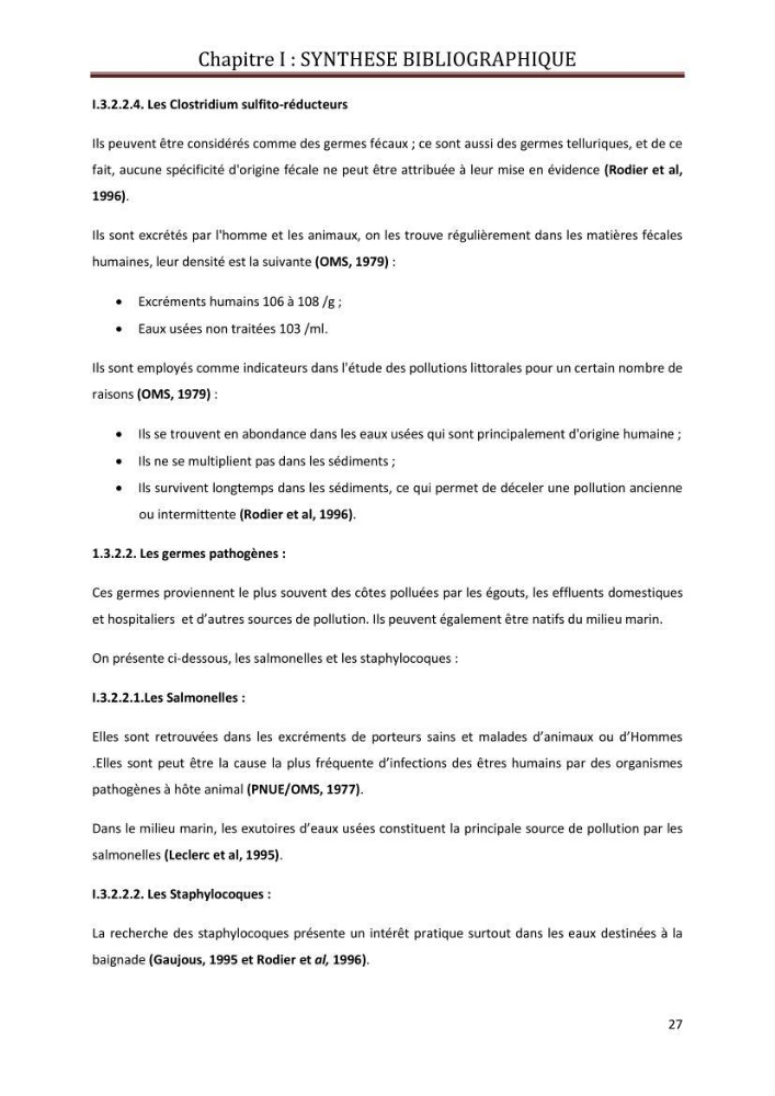Contribution a L\'étude des parametres physico-chimique et bactériologiques du littoral de boudouaou el bahri pour la création d\'une station d\'une station d\'épuration :