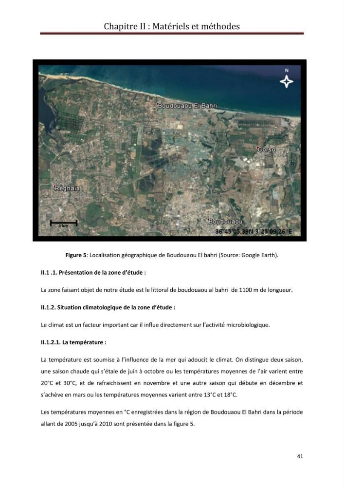Contribution a L\'étude des parametres physico-chimique et bactériologiques du littoral de boudouaou el bahri pour la création d\'une station d\'une station d\'épuration :