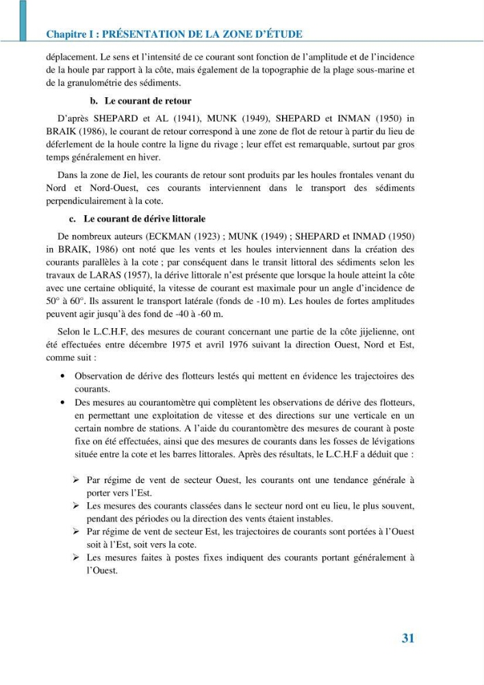 Etude géomorpho-sédimentaire de la zone côtière du parc National de Taza