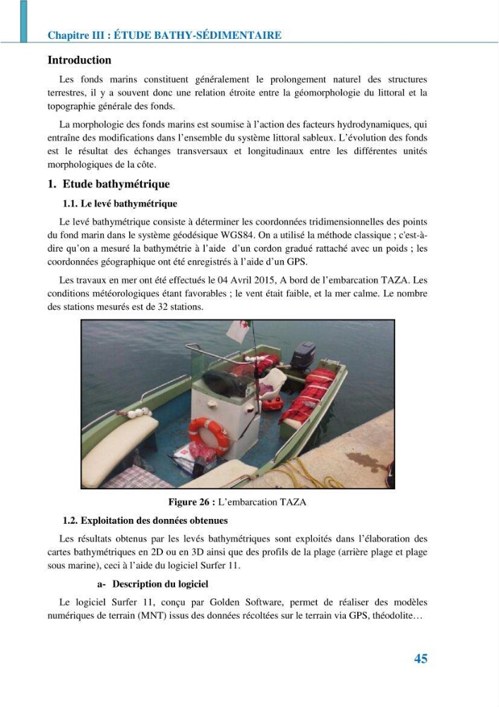 Etude géomorpho-sédimentaire de la zone côtière du parc National de Taza