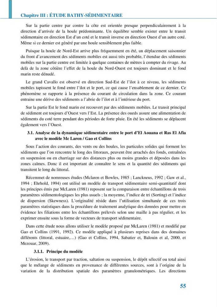 Etude géomorpho-sédimentaire de la zone côtière du parc National de Taza