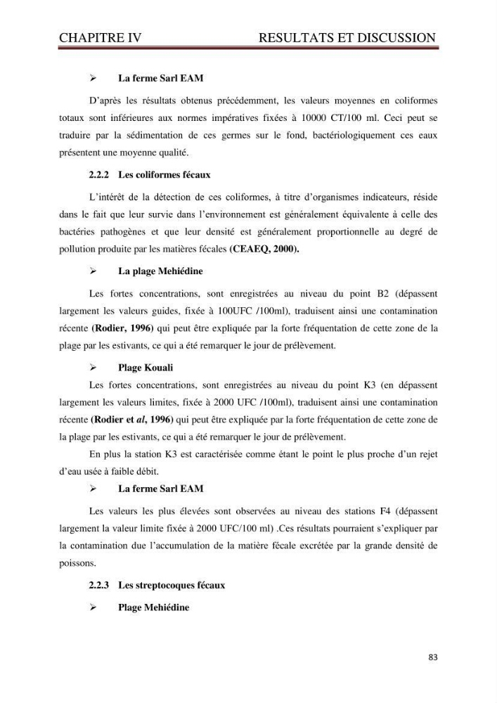 Caractérisation environnementale de la ferme d\'élevage de Daurade Sarl EAM