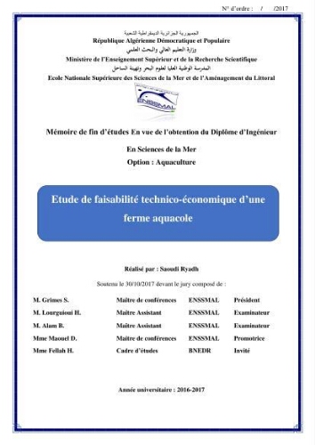 Etude de faisabilité technico-économique d’une ferme: Etude de faisabilité technico-économique d’une ferme: