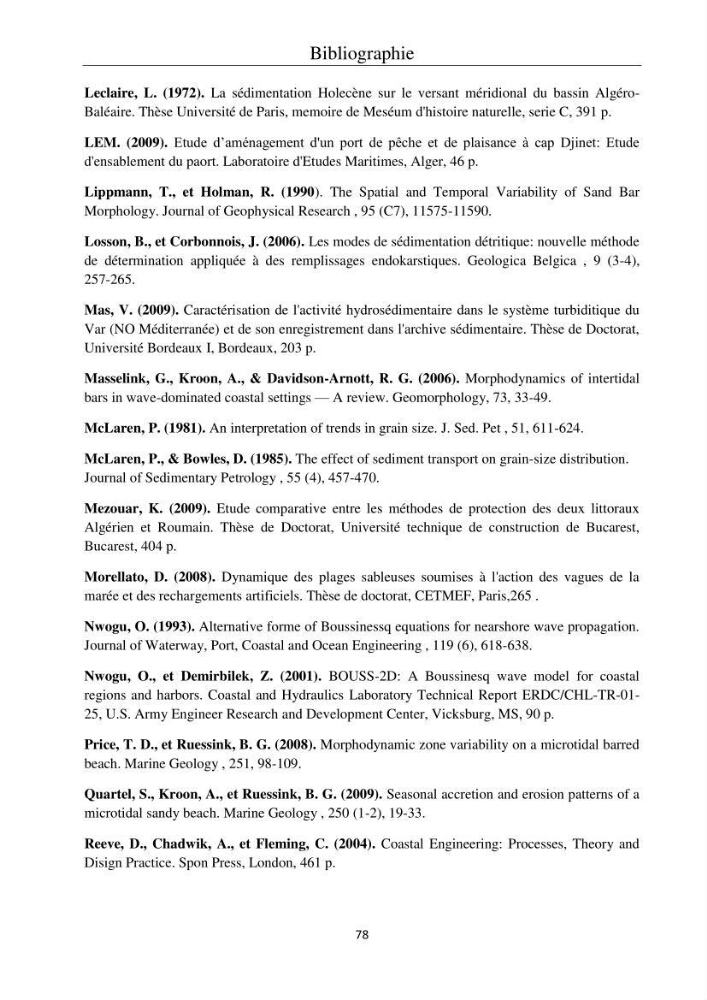 Application de la modélisation numérique pour l\'étude de l\'ensablement du port de cap Djinet