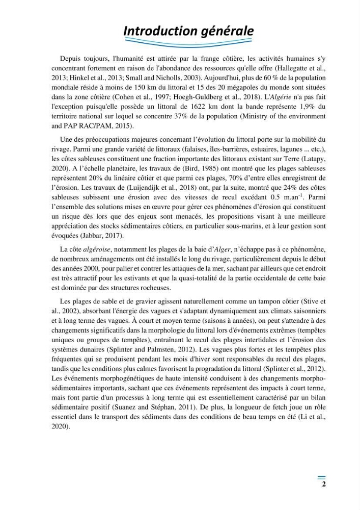 Evolution morpho-dynamique de la baie d’Alger: observation et modélisation hydrodynamique et sédimentaire