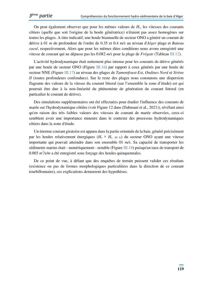 Evolution morpho-dynamique de la baie d’Alger: observation et modélisation hydrodynamique et sédimentaire
