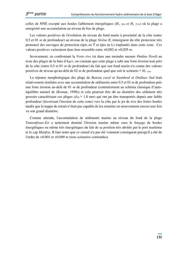Evolution morpho-dynamique de la baie d’Alger: observation et modélisation hydrodynamique et sédimentaire
