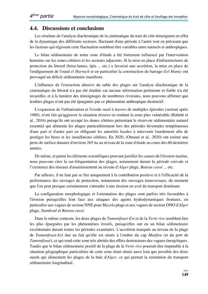 Evolution morpho-dynamique de la baie d’Alger: observation et modélisation hydrodynamique et sédimentaire