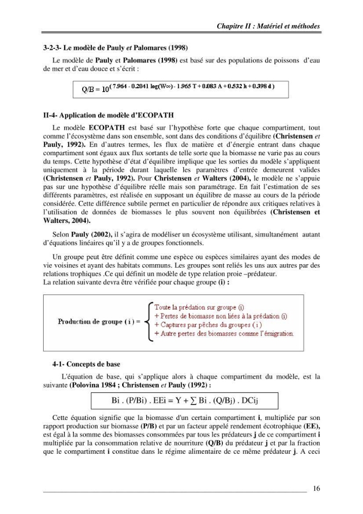 Contribution à la dynamique des stocks des petits dynamique de la baie de Bou-Ismail approche éco -trophique: