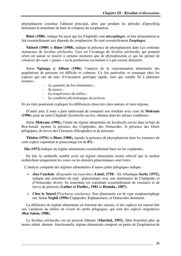 Contribution à la dynamique des stocks des petits dynamique de la baie de Bou-Ismail approche éco -trophique: