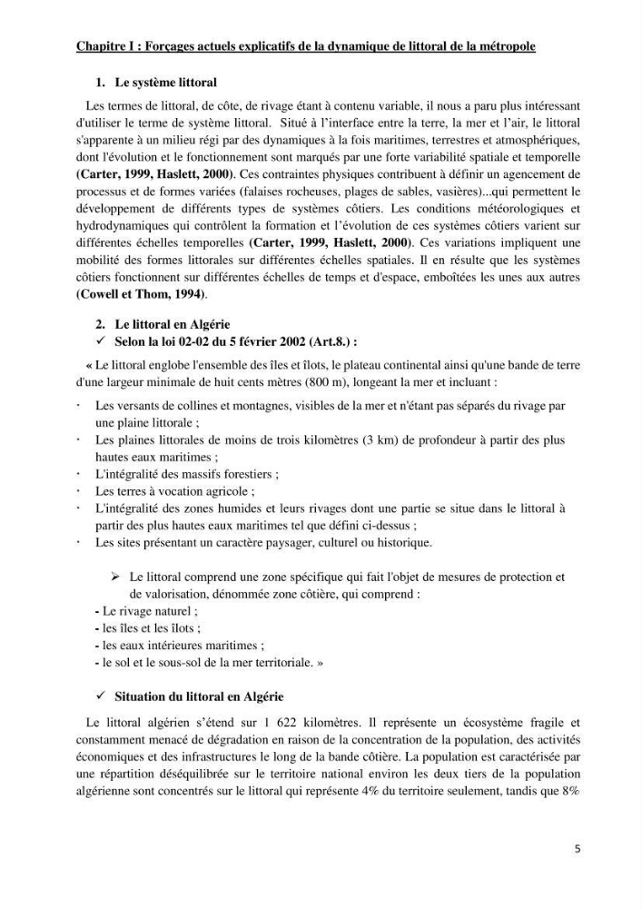 Changement climatique et risques côtiers dans la métropole algéroise.: