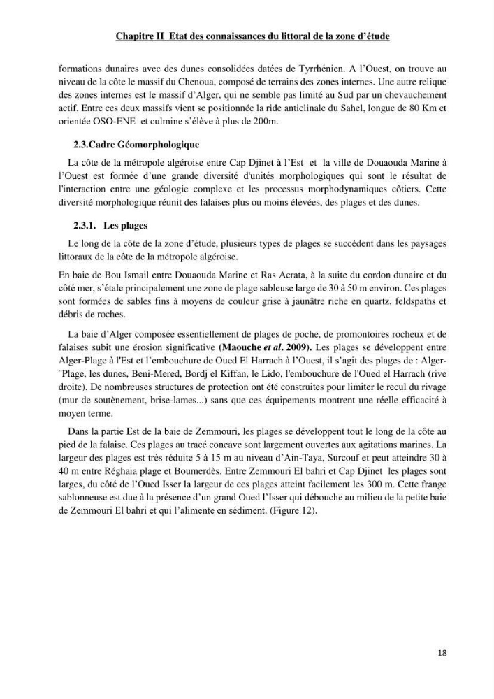 Changement climatique et risques côtiers dans la métropole algéroise.: