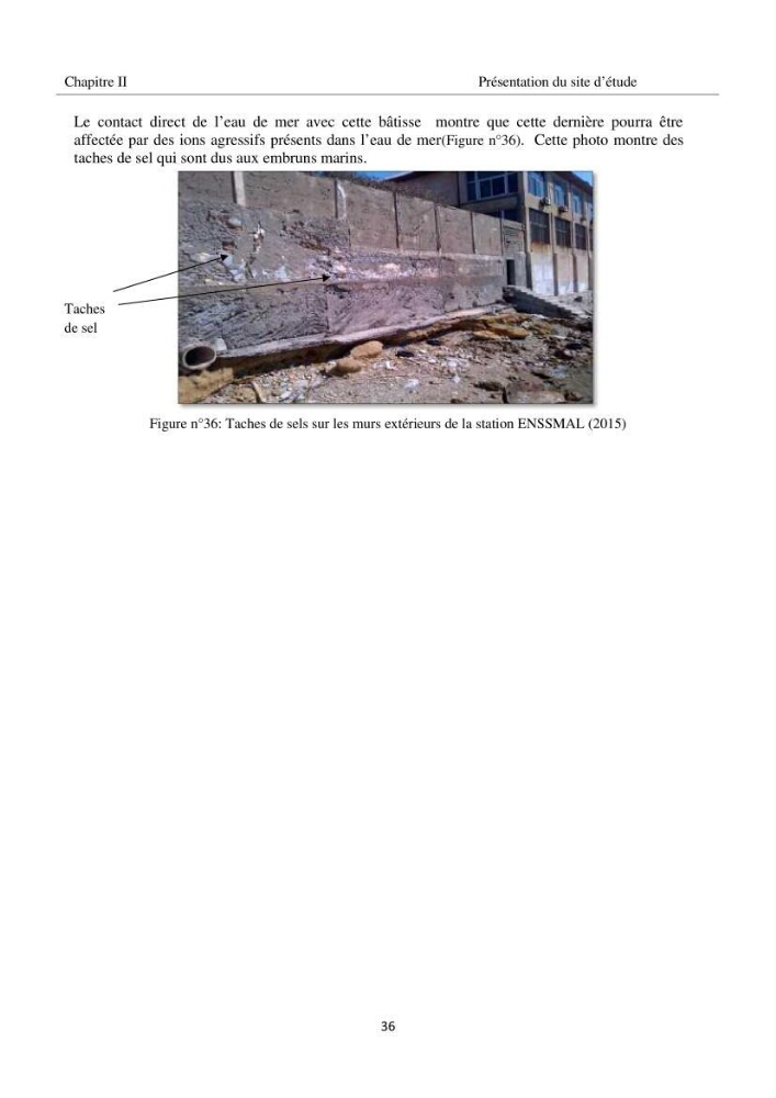 Impact de milieu marin sur la qualité du béton: station de recherche ENSSMAL, Sidi Fredj