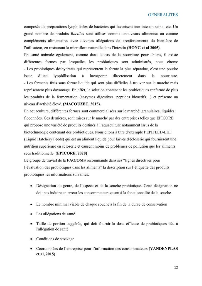 Etude du potentiel probiotique de bactéries à Gram négatif isolées à partir d’échantillons aquatiques: