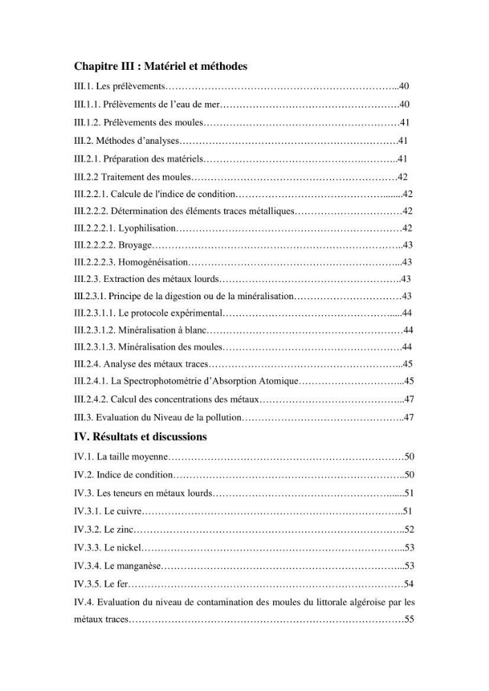 Etude des métaux traces chez les moules de la côte algeroise