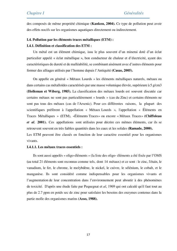 Etude des métaux traces chez les moules de la côte algeroise